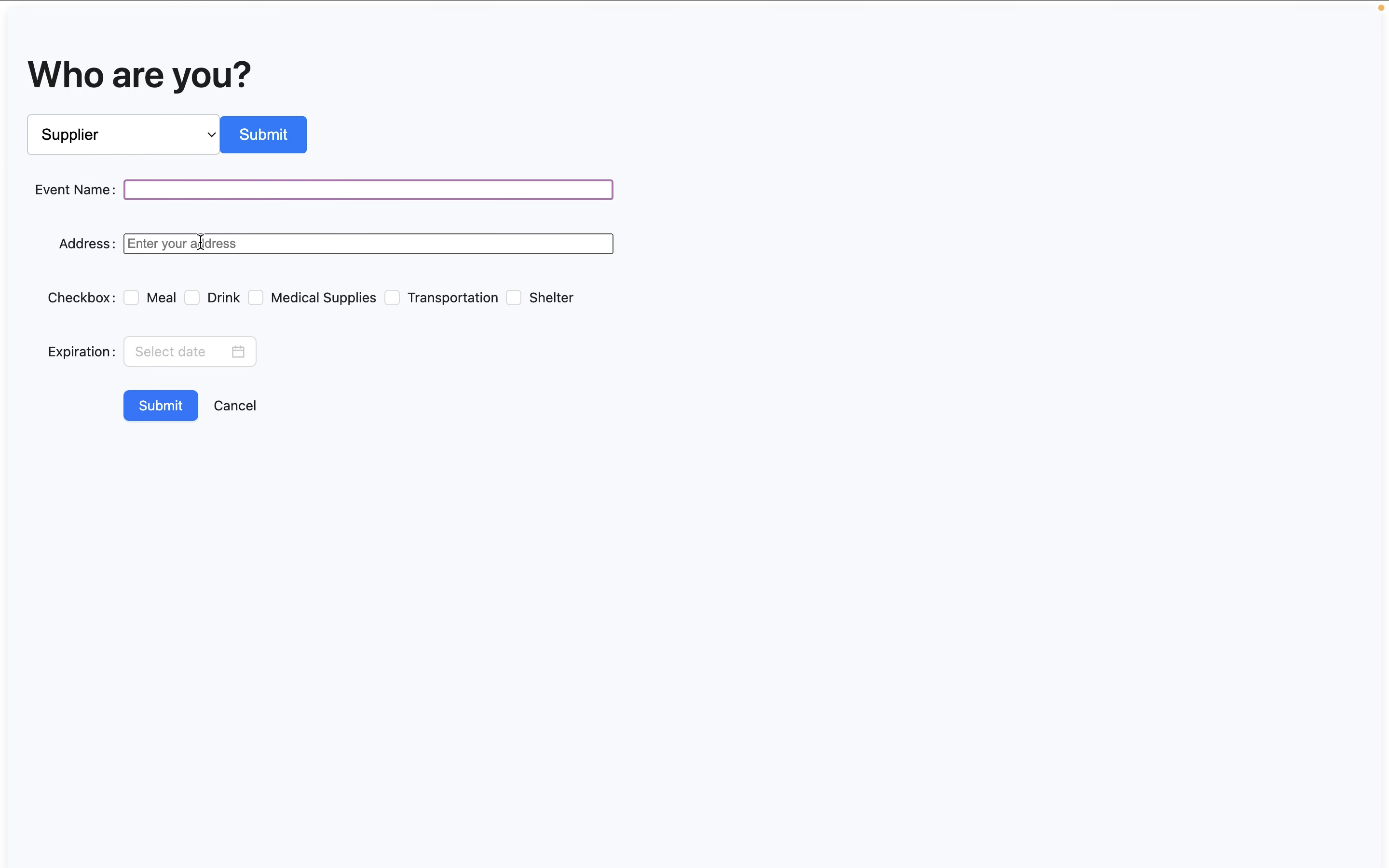 Disaster Relief - Supplier View