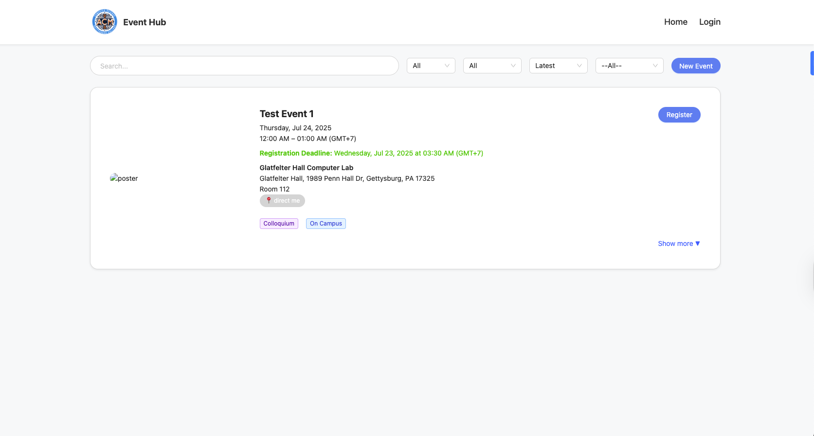 CS Event Hub - Main Page