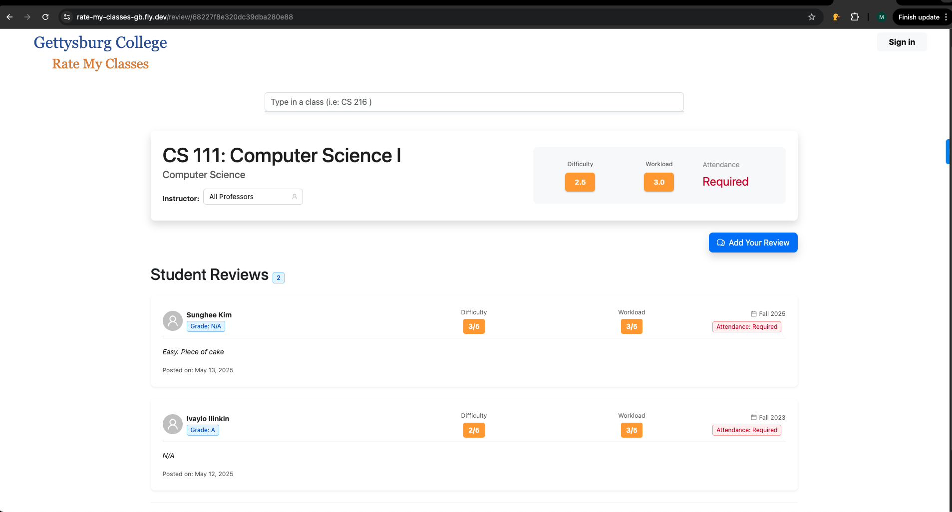 Rate My Classes - Home